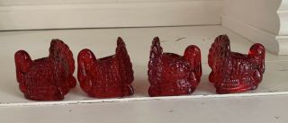Vintage William Sonoma Red Turkey Taper Candle Holders 2,  ” Tall Thanksgiving X4