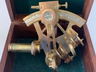 Ross London Brass Nautical Marine Navigation Sextant W/ Wood Box London