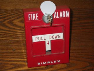 Vintage Simplex Fire Alarm Pull Station Model 4251 - 20 Red Single Action