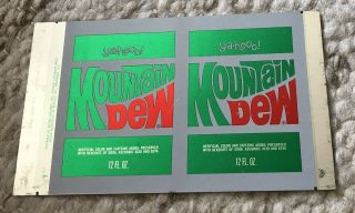 Vtg Mountain Dew Soda Can Flat Sheet Unrolled Astro Canners Denver Pull Tab