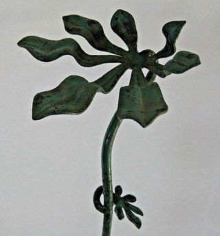 Antique Victorian 19th Century Cast Iron Plant Sculpture Stand Org Green Paint 2