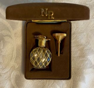 Vintage Refillable Perfume Bottle W/funnel,  Nina Ricci Paris,  Cap Is A Dove,  Case