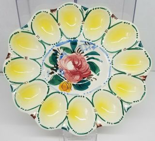 Vintage Hand Painted Egg Plate From Italy Numbered/signed Mbd 7 / 506