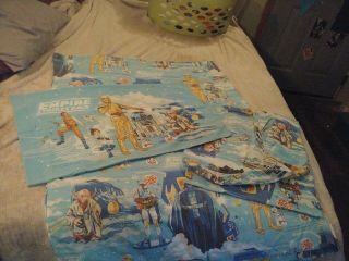 Vtg 1979 Star Wars Empire Strikes Back Twin Bed Sheet Set - Flat,  Fitted,  1 Case