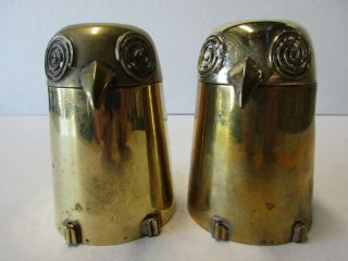 2 Solid Brass Owl Trinket Boxes Vintage Brass Owl Figurine Trinket Box