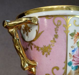 STUNNING Antique OLD PARIS Porcelain HAND PAINTED Gold ROSE FLORAL Pot & Lid 3