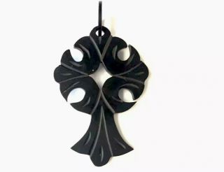 Antique Victorian Large Whitby Jet Carved Polished Pendant Gift Boxed