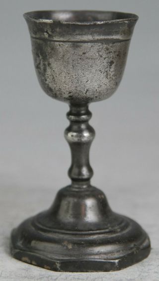 Fine Small Antique Georgian Pewter Communion Chalice Cup With Octagonal Base C17
