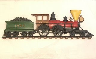 Vintage Sexton Retro 1864 Locomotive Train Cast Metal Wall Hanging Usa 27 " X 9 "