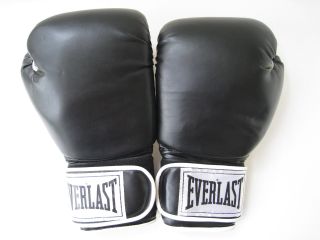 Everlast Boxing Gloves 14 Oz Synthetic Leather Black & White Vintage Great