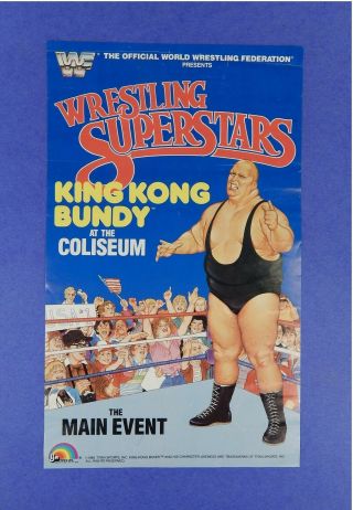 Vintage 1985 Ljn Wwf Wrestling Superstars Series 2 King Kong Bundy Poster C7