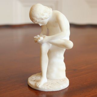 A 19th Century Italian Grand Tour Alabaster ‘boy With Thorn’ Model,  10.  5cm.