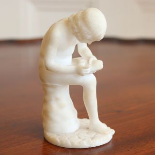 A 19th Century Italian Grand Tour Alabaster ‘Boy With Thorn’ Model,  10.  5cm. 2