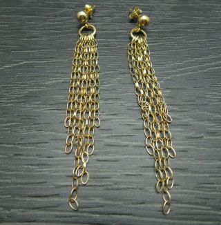 Vintage Sterling Silver Gold Tone Dangling Tassel Bead Ball Post Unique Earrings
