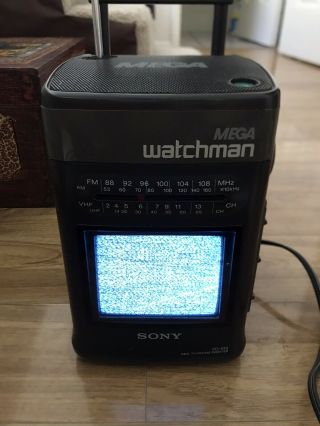 Vintage Sony Mega Watchman Fd - 510 B&w Tv Fm/am Radio Television Working/parts