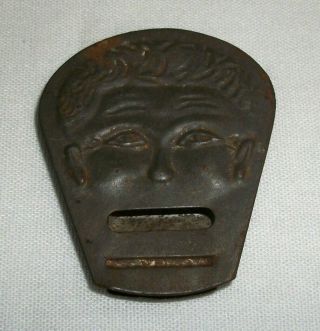 Vintage Embossed Tin Figural Face Toy Whistle Gumball Cracker Jack Prize Premium