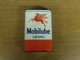 Vintage Mobile Mobilube Outboard Motor Gear Oil Can Sae 90 Pegasus Full