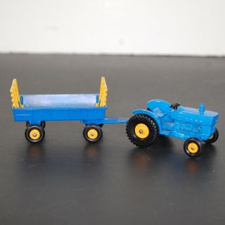 Vintage Matchbox No.  39 40 Ford Tractor And Trailer Farm Blue England Lesney C