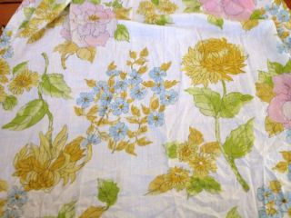 Vintage 60s 70s Mid Century Colorful Flowers Floral Cafe Curtain Panel 24 " X43.  5 "