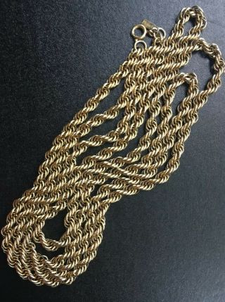 Vintage Signed Monet Gold Tone Rope Chain Necklace 56” Long 1960’s - 70’s