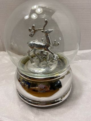 Vintage Reindeer Snow Globe - Plays Joy To The World