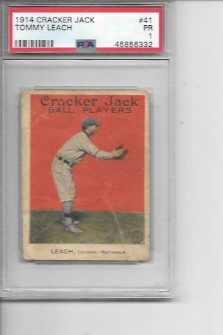 1914 Cracker Jack Tommy Leach Psa Pr 1