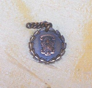Vintage Lambda Chi Alpha Fraternity Small Copper Crest Pendant W/ Laurel Old