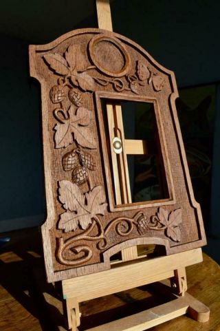 Stunning Antique Carved Oak Picture Frame 6 " X 4 " Rebate V Arts & Crafts Nouveau