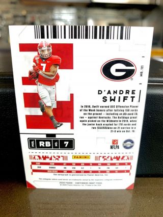 01 of 15 - D ' Andre Swift COLLEGE TICKET ON CARD AUTO RC - Contenders 2020 Rookie 3