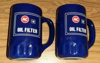 Vintage Ac Delco Gm Vintage Oil Filter Shaped Coffee Mug Ceramic Blue Set Of 2
