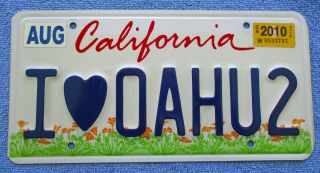 California " Kids " Graphic Vanity License Plate " I 