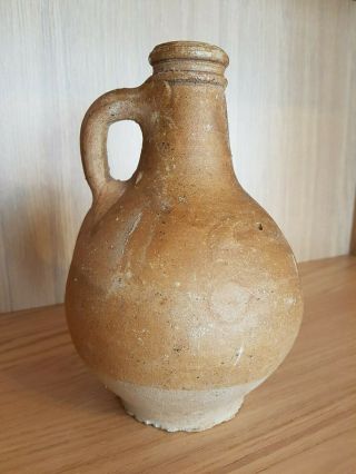 Antique 17th Century Frechen Stoneware Jug Salt Glazed Bellarmine Jug