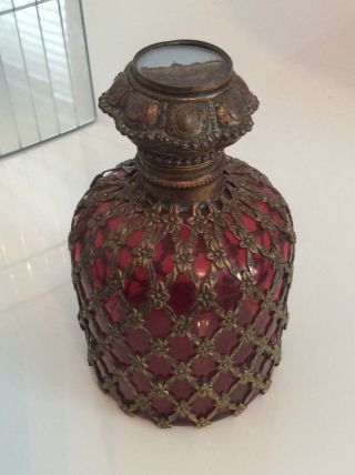 Antique 19th Century Ruby Red Large Grand Tour Perfume/scent Bottle.
