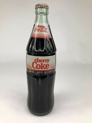 Old Vintage Cherry Coca Cola Coke Bottle 16.  9 Oz Never Opened
