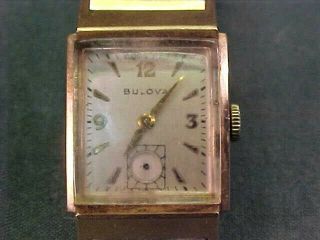 Mens Vintage Bulova 10k Gold Filled Wrist Watch 21j Running Missing Second Hand