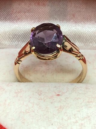 Stunning Antique Hallmarked 9ct Rose Gold Amethyst Ring Size N Or Us=6.  5