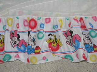Vintage Dundee Baby Mickey Minnie Mouse Pluto Bubbles Dust Ruffle Crib Skirt
