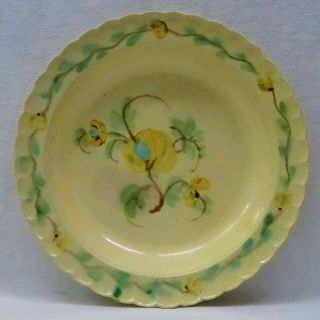 Antique 18thc/19thc Georgian Creamware Polychrome Floral Plate,  9 "