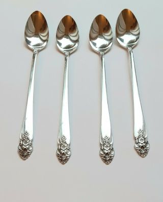 (4) Vtg Oneida Prestige Distinction Silver Plate Iced Tea Spoons