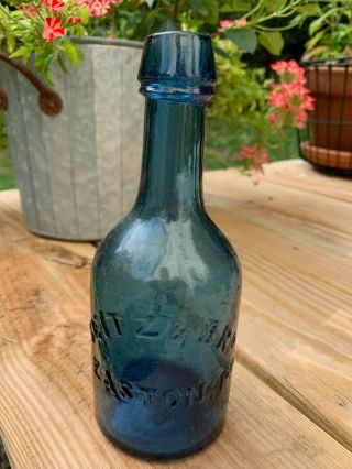 Circa 1865 Antique Seitz Easton Pa Cobalt Semi - Squat Bottle