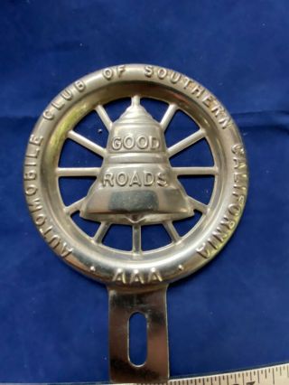 Vintage Metal Aaa Auto Club Southern California Good Roads License Topper