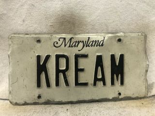 Maryland Vanity License Plate “kream”