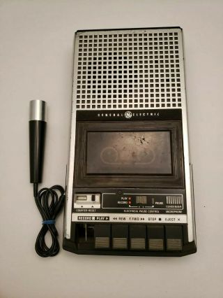 Vintage Ge General Electric 3 - 5152b Portable Cassette Tape Recorder Player & Mic