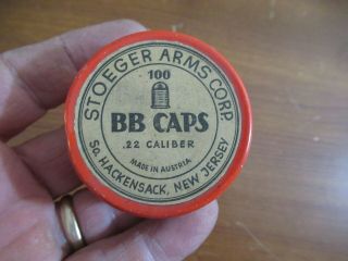 Vintage Stoeger Arms Corp Bb Caps.  22 Caliber Empty Can