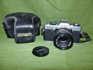 Vintage Minolta Xg - A 35mm Slr Film Camera 50mm 1:2 Lens Leather Case/cover
