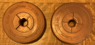 5 Lb Weight Plates Sears Ted Williams Copper Vinyl Plastic Vintage - 10 Lbs Total