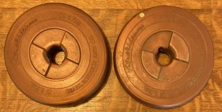 5 lb Weight Plates Sears Ted Williams Copper Vinyl Plastic Vintage - 10 Lbs Total 2