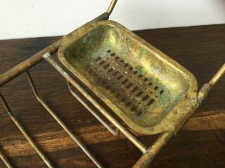 Antique Brass Bath Rack Tidy Caddy - Not Polished Aged - Early 20th C 2