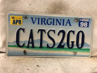 1998 Virginia Vanity License Plate “cats2go”