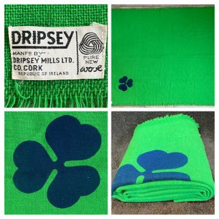 Dripsey Mills Aer Lingus Irish Airline 100 Wool Throw Blanket Made In Ireland.
